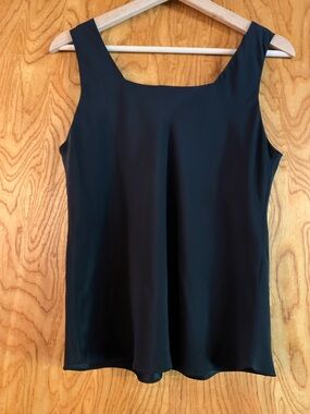 Black Silk Square-Neck Camisole
